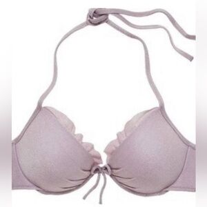 NWT Victoria’s Secret Malibu Shimmer Push Up Bikini Top Lavender Grey, size 34 D